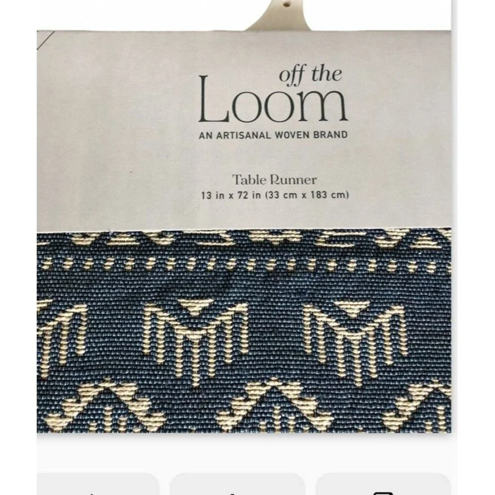 Southwest Desert Indian Table Runner Tapestry Spot Clean Blue Satin Backed 13x72